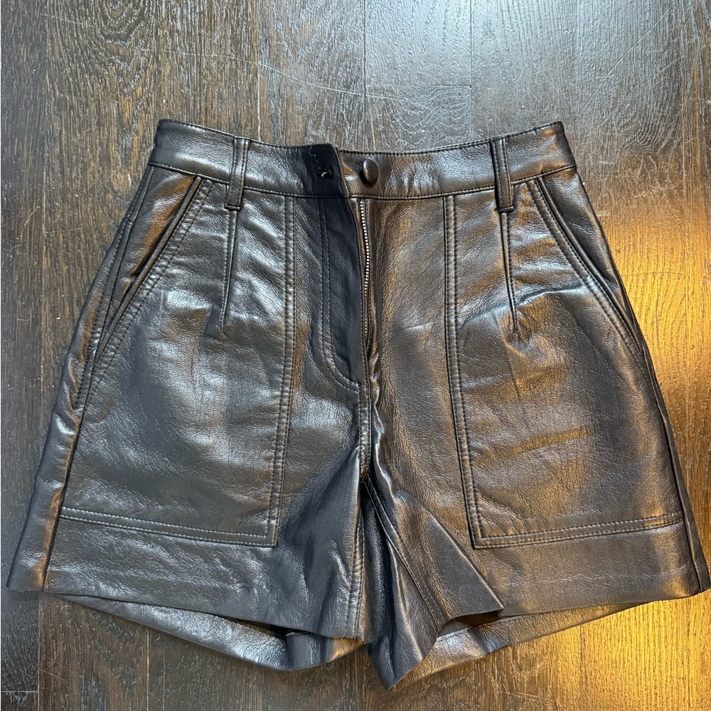 Wilfred High Waist Black Leather Shorts